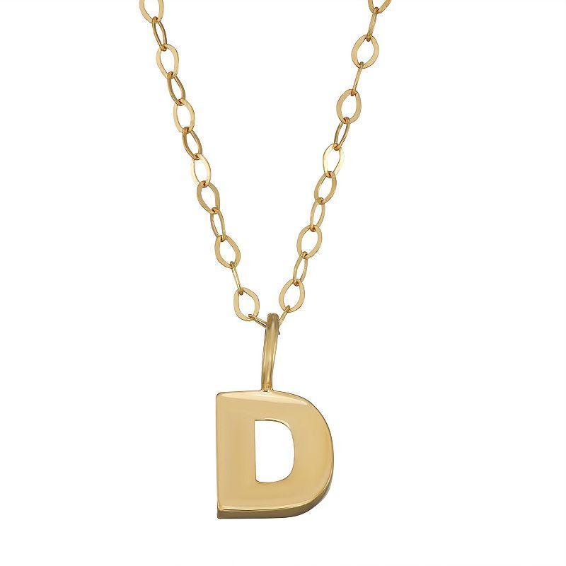 10K Gold Initial Pendant on 14K Gold Filled Chain, Womens Yellow Product Image