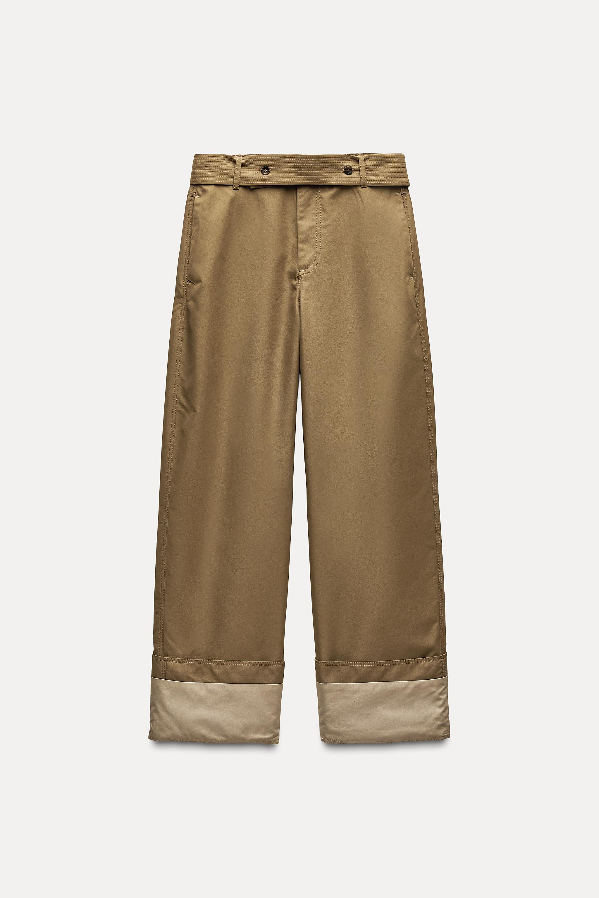 BELTED TWILL PANTS ZW COLLECTION Product Image