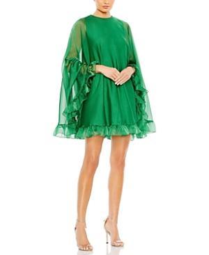 Mac Duggal High Neck Ruffle Hem Cape Mini Dress Product Image