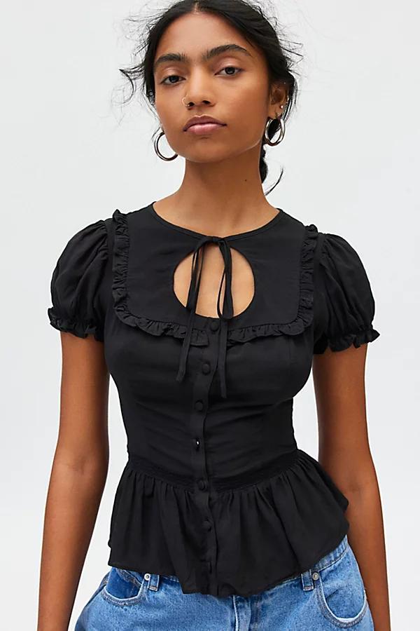 Kimchi Blue Amerie Keyhole Ruffle Peplum Blouse Womens at Urban Outfitters Product Image