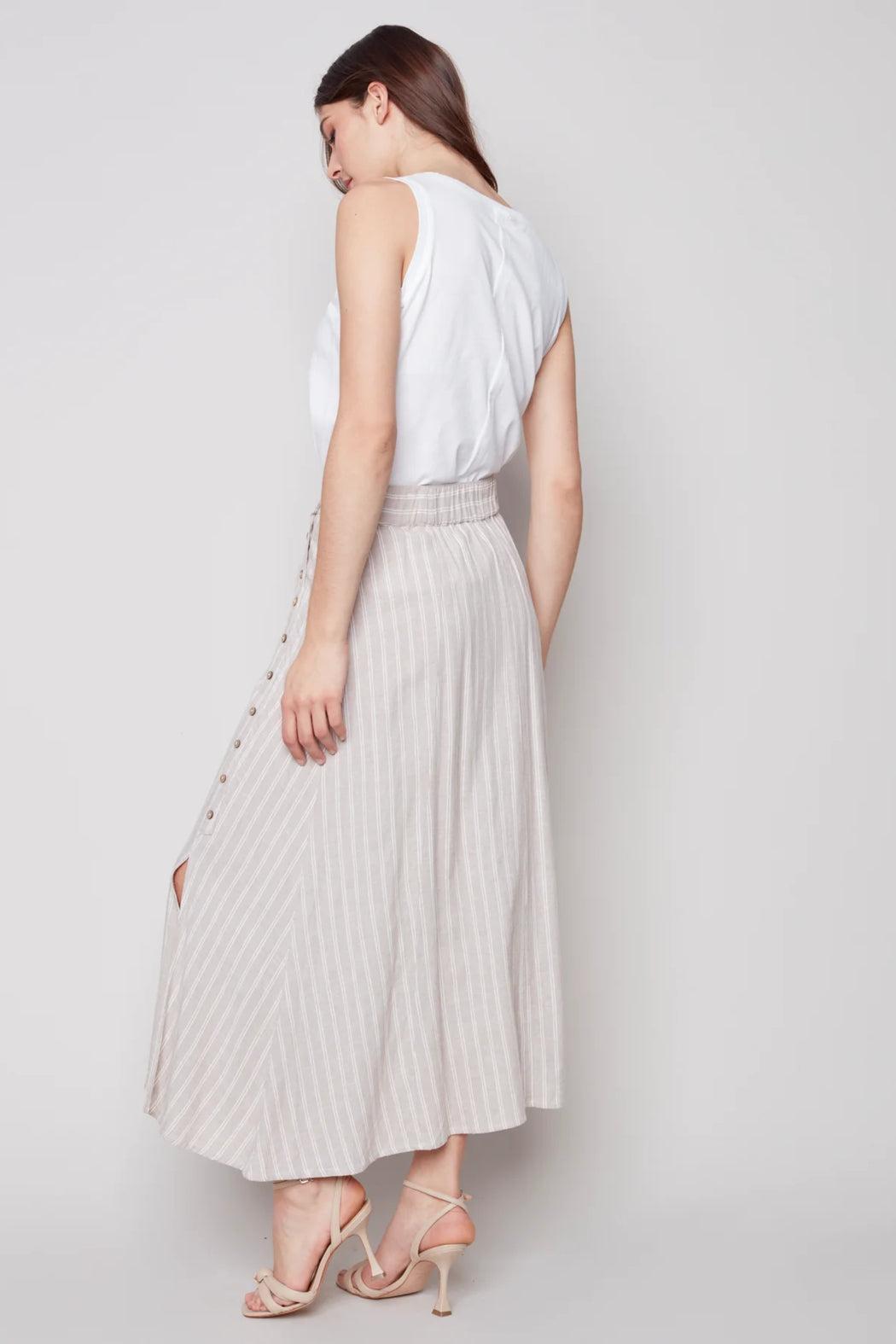 Long Striped Linen Skirt Female Product Image