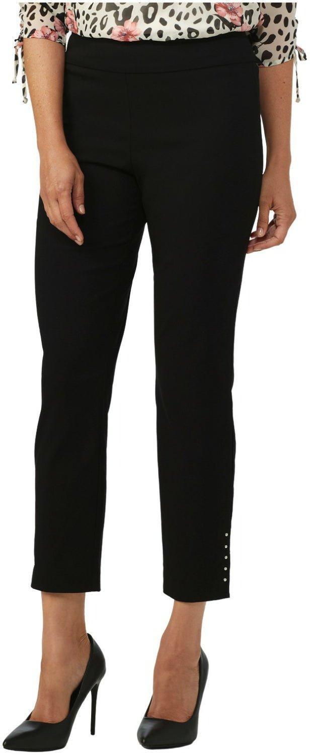 Roz & Ali Solid Millennium Tummy Panel Pull On Ankle Pants With Rivet Trim Bottom - Misses Product Image