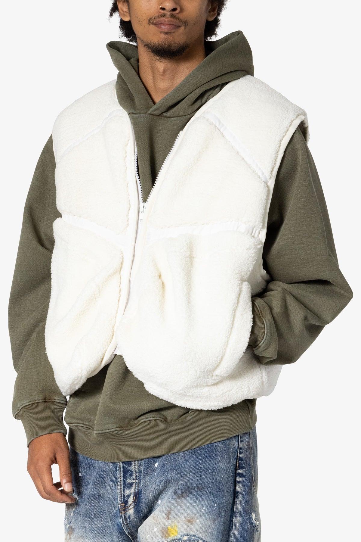 Cropped Tech Sherpa Vest - Cream Product Image