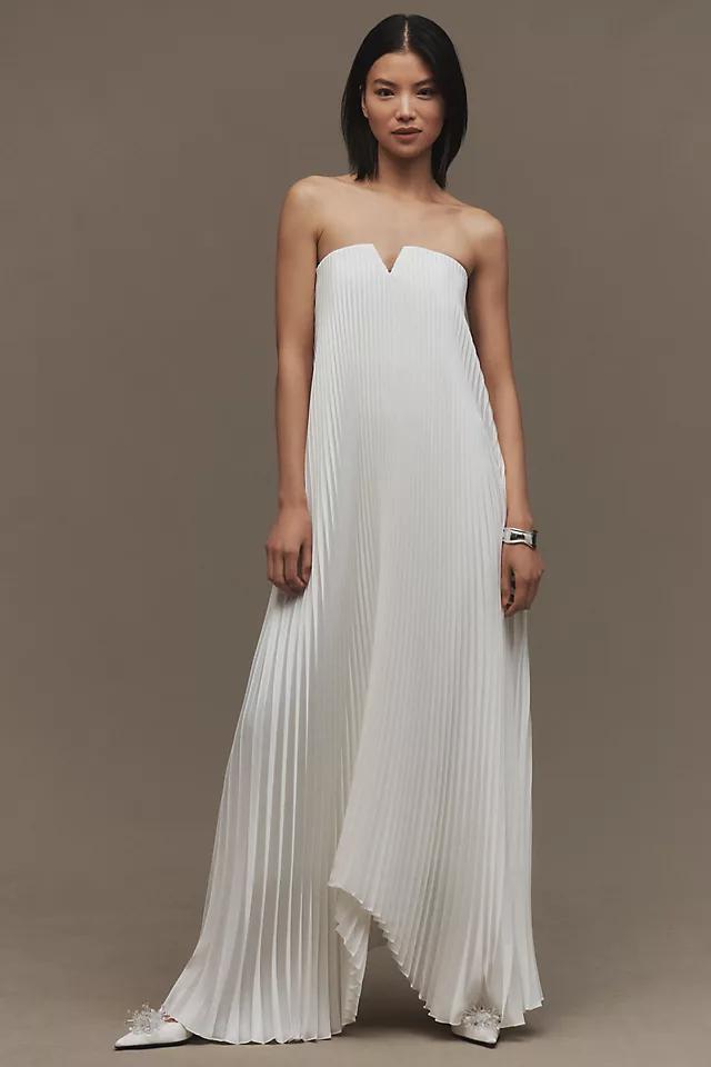 L'IDÉE Black Tie Strapless Pleated Maxi Gown Product Image