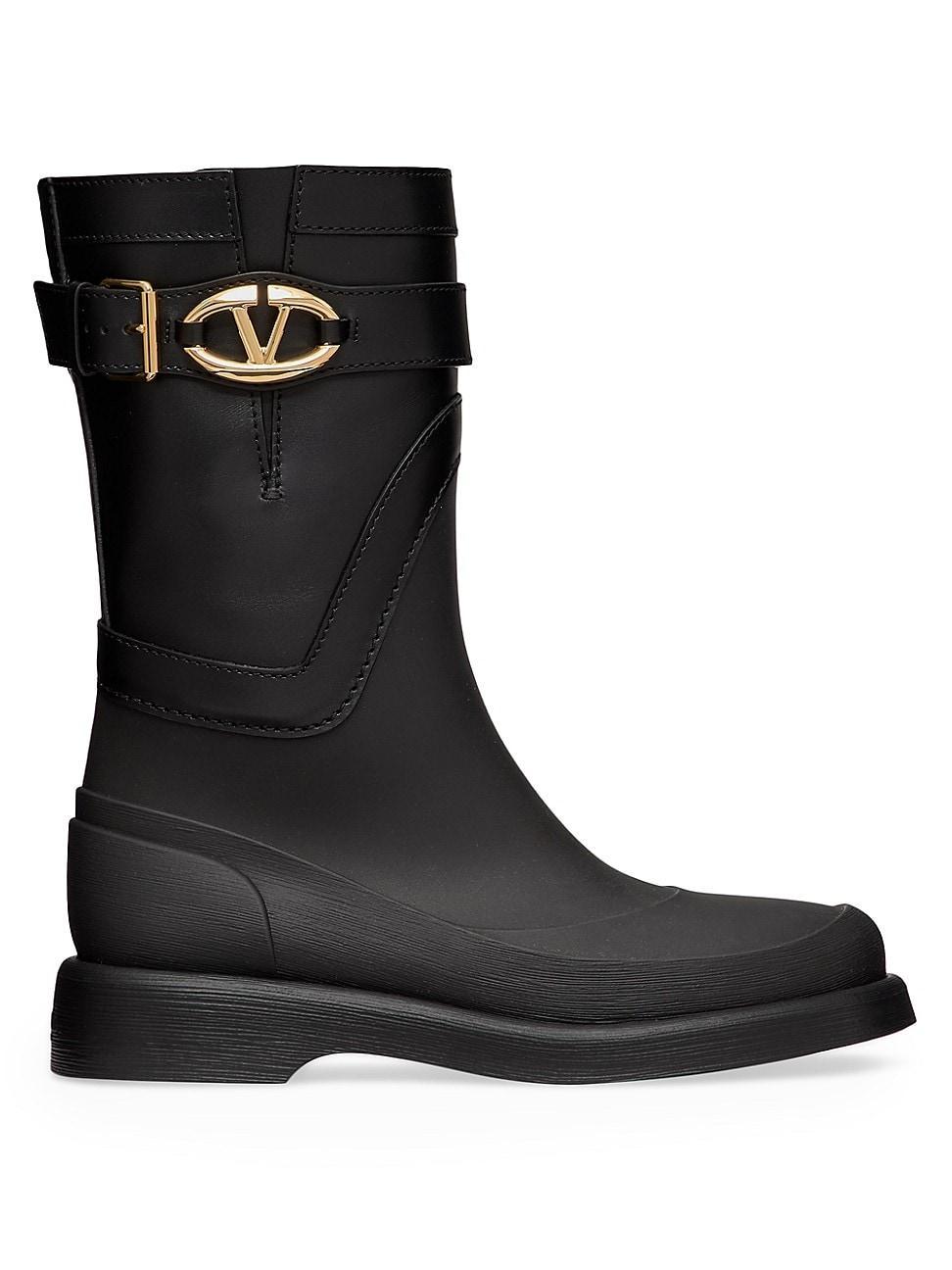 Womens VLogo The Bold Edition Boots in Rubber and Calfskin Product Image