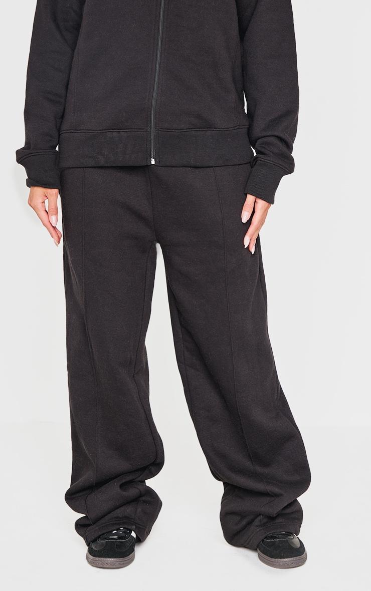 Black Straight Leg Seam Detailed Sweatpants Product Image