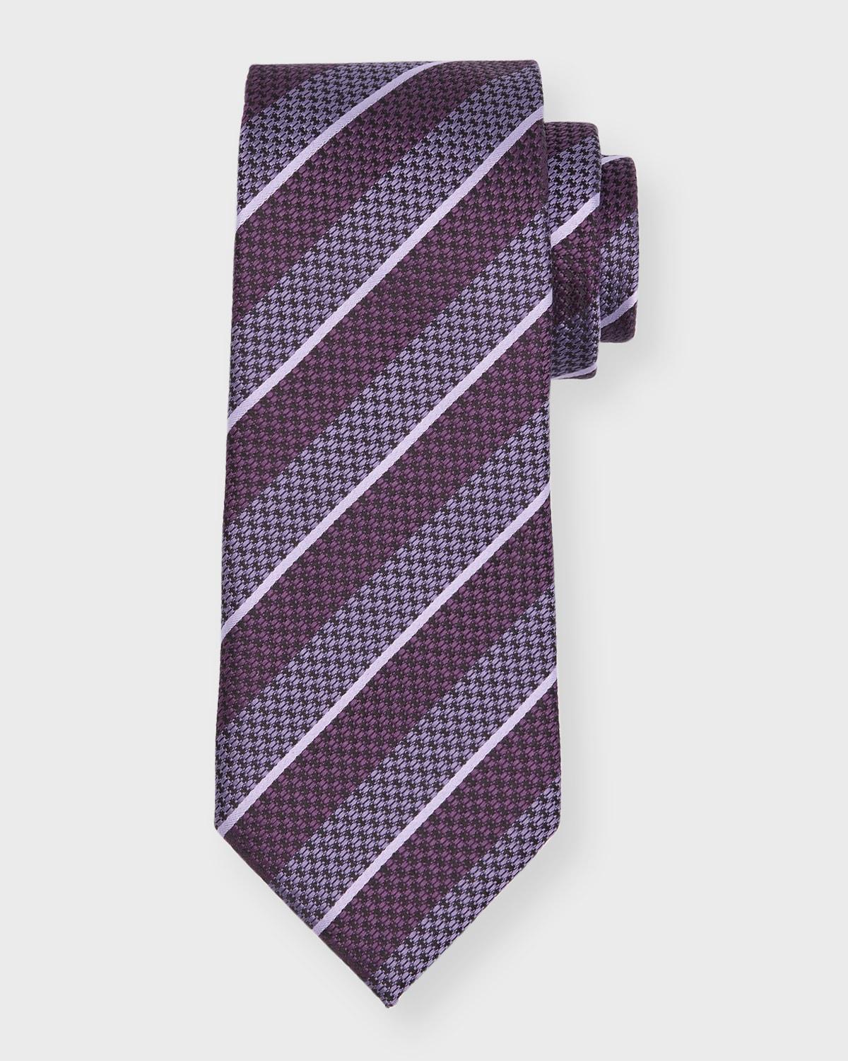 Mens Textured Stripe Silk Tie Product Image