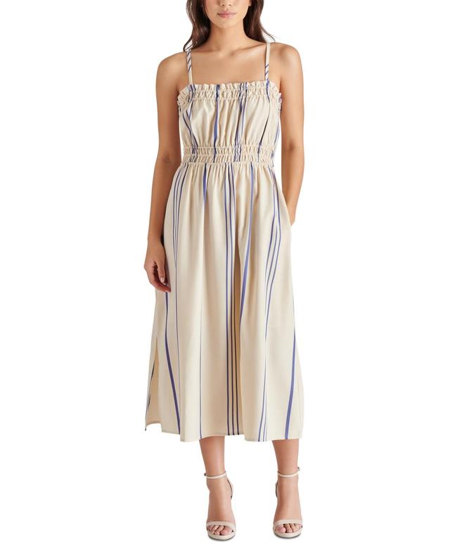 Steve Madden Womens Zuri Striped Smocked Midi Dress Product Image