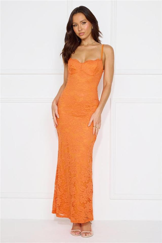 Soft Sweet Lace Maxi Dress Orange Product Image