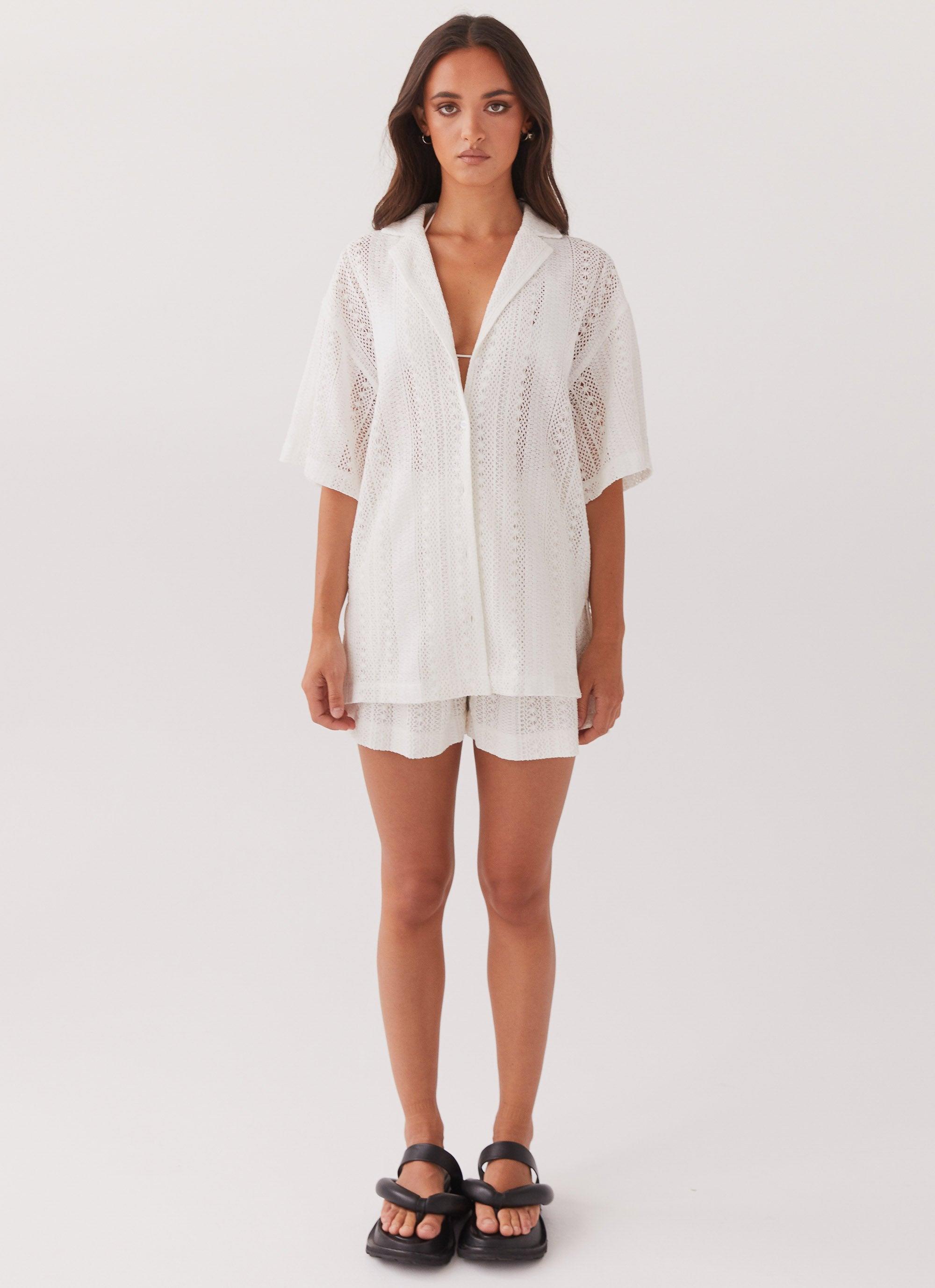 Sun Catcher Knit Oversized Shirt - Ivory Product Image