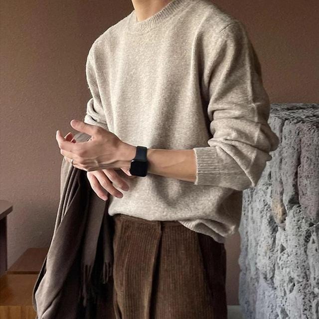 Crew Neck Plain Sweater Product Image