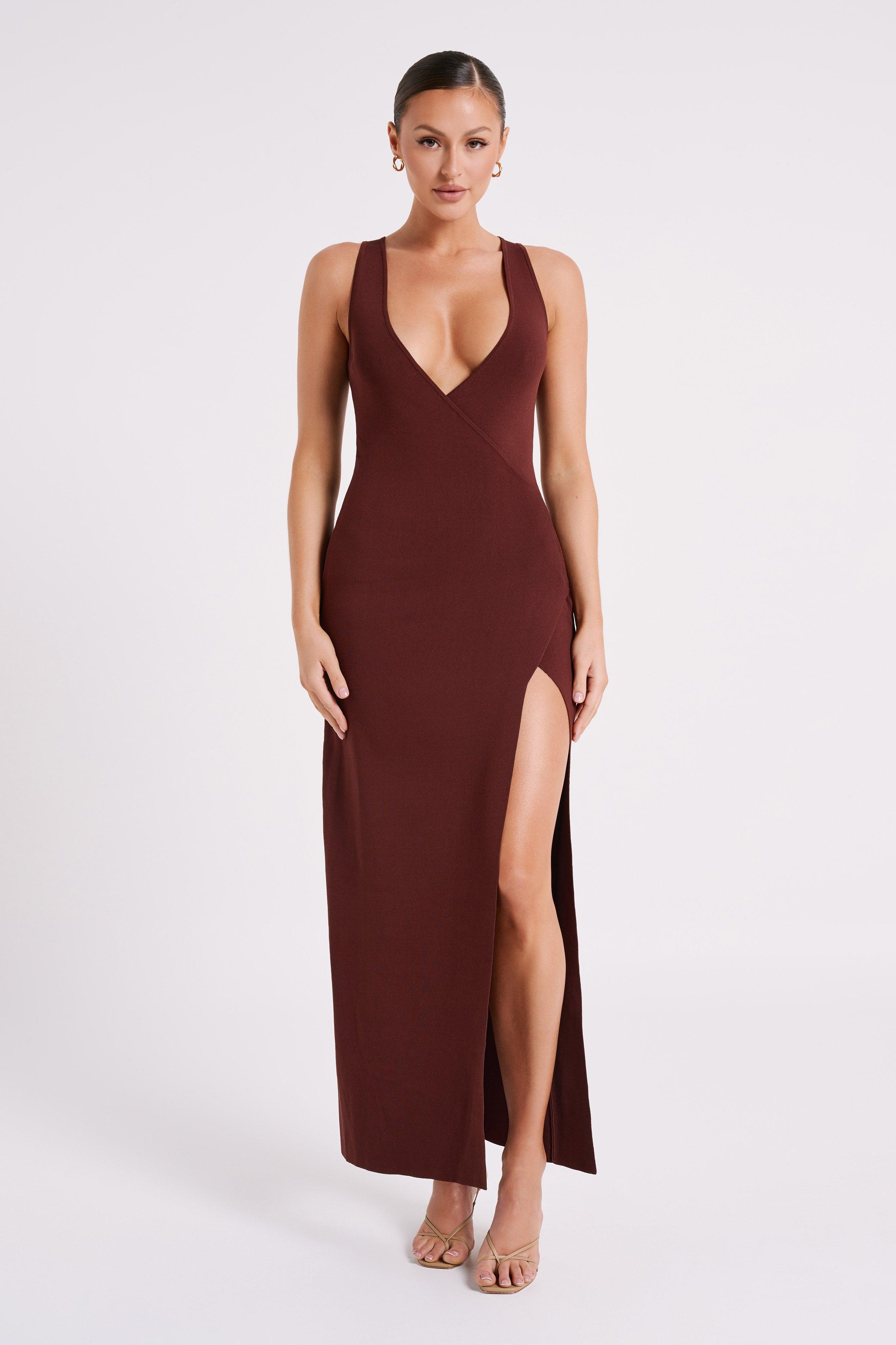 Araminta Knit Maxi Dress - Dark Chocolate Product Image