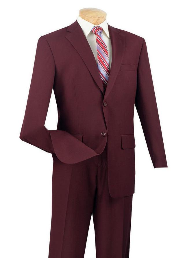 Monte Carlo Collection - Regular Fit 2 Piece 2 Button Textured Weave Burgundy Product Image