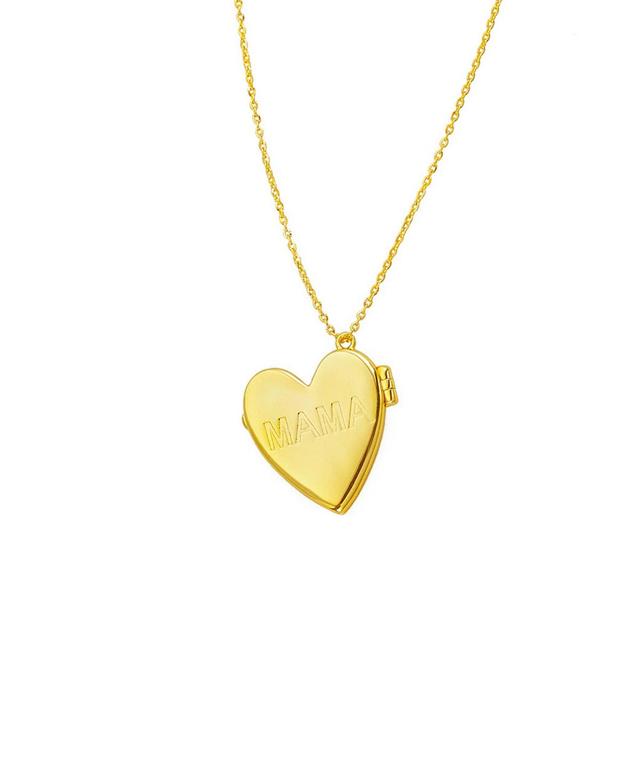 Adornia 14k Gold Plated MAMA Heart Locket Necklace, Womens Yellow Product Image