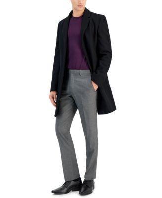 Hugo by Hugo Boss Mens Slim-Fit Wool Classic Black Overcoat Product Image