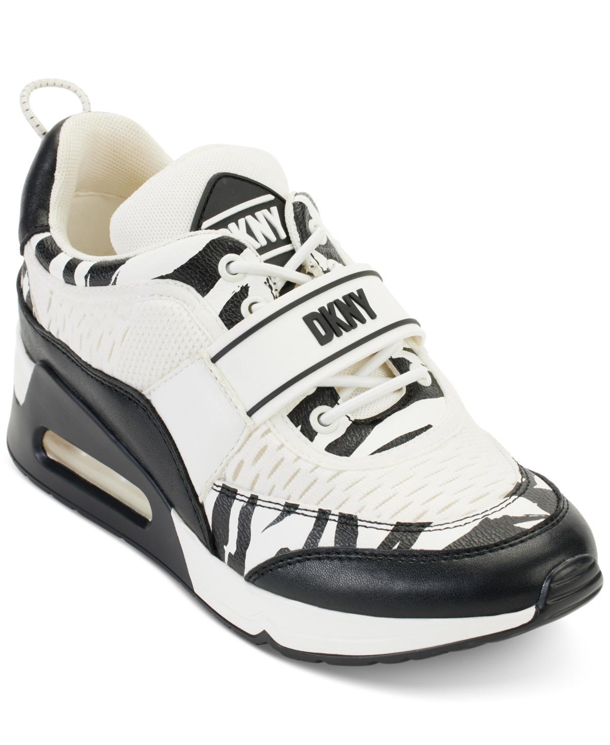 Dkny Womens Aislin Lace-Up Logo-Strap Sneakers - White/ Product Image