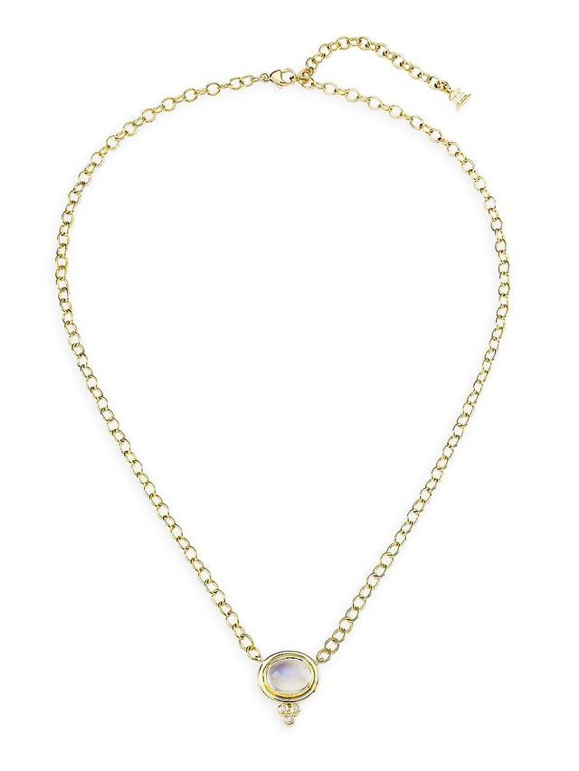 Womens Classic 18K Gold, Diamond & Blue Moonstone Temple One Station Necklace Product Image