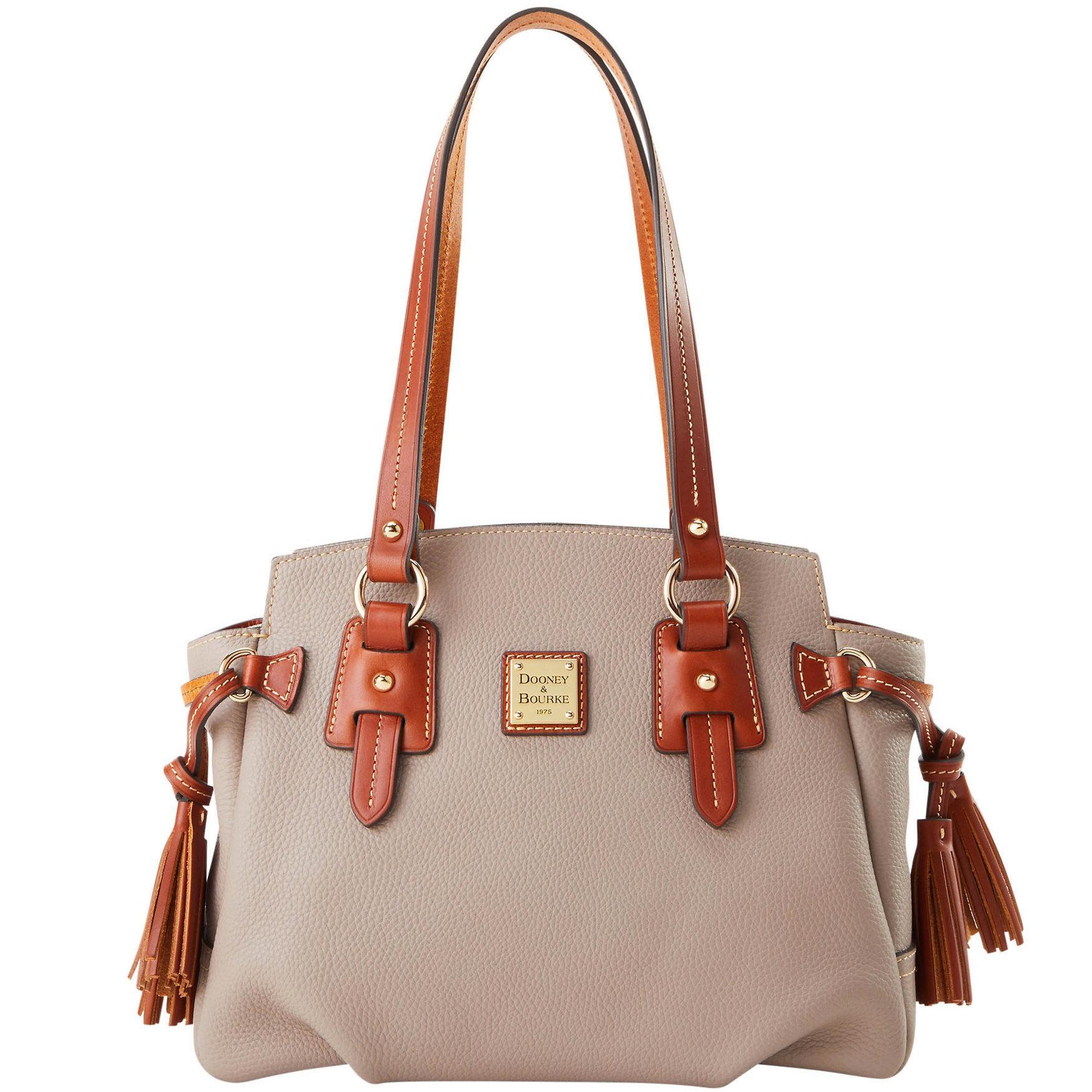 Dooney & Bourke Womens Pebble Grain Small Winged Leather Shopper Bag in Taupe Product Image