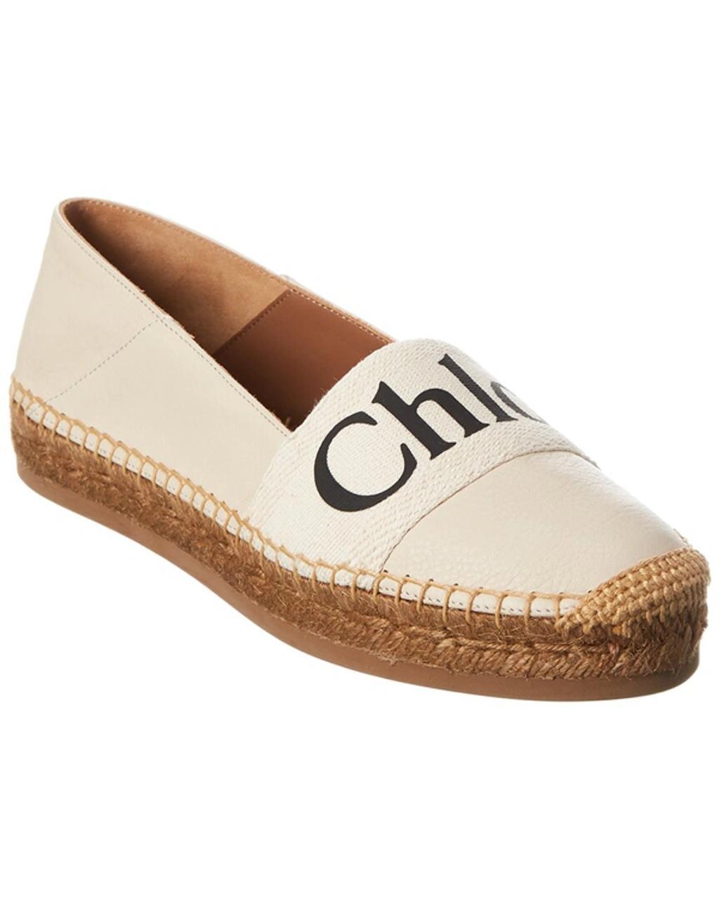 CHLOÉ Woody Leather Espadrille In White Product Image