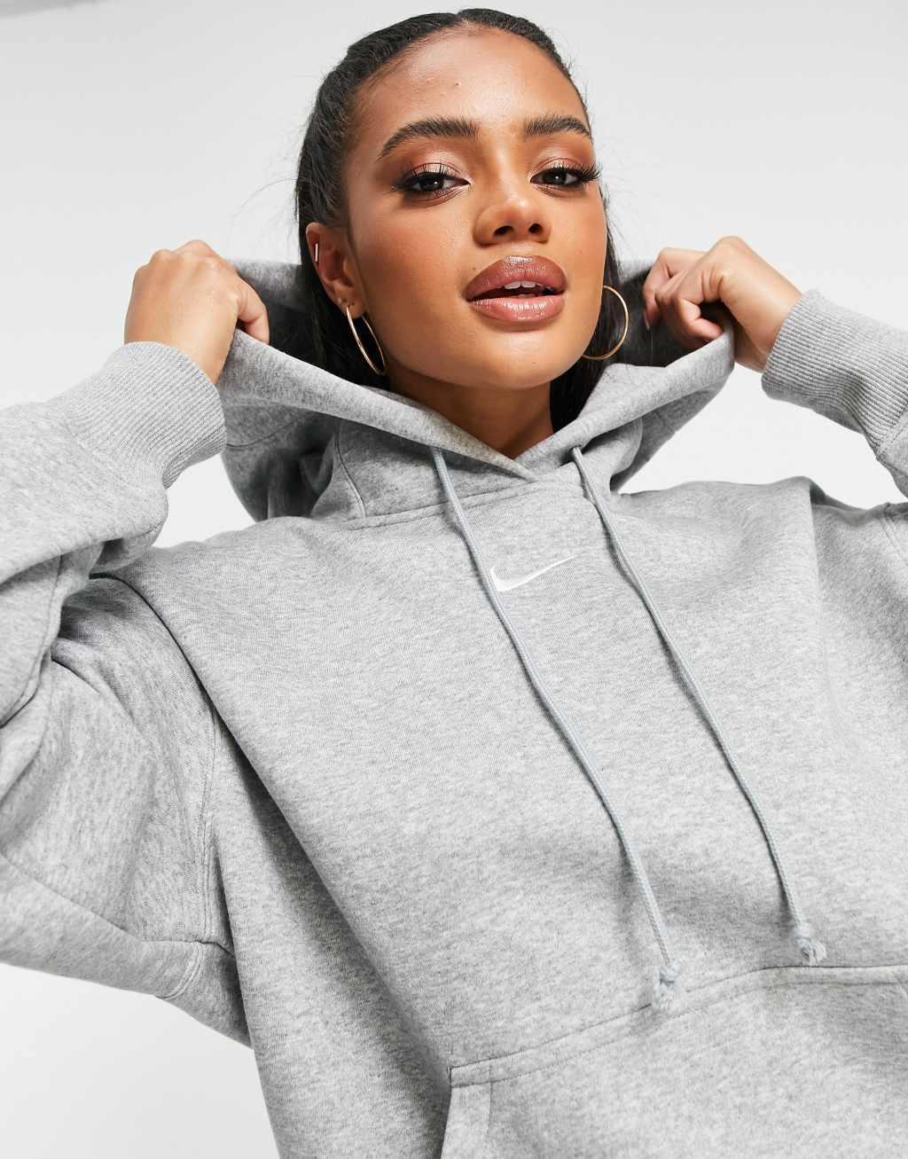 Nike Collection Fleece oversized hoodie in gray Product Image