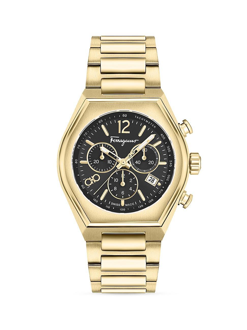 FERRAGAMO Tonneau Chronograph Bracelet Watch, 42mm Product Image