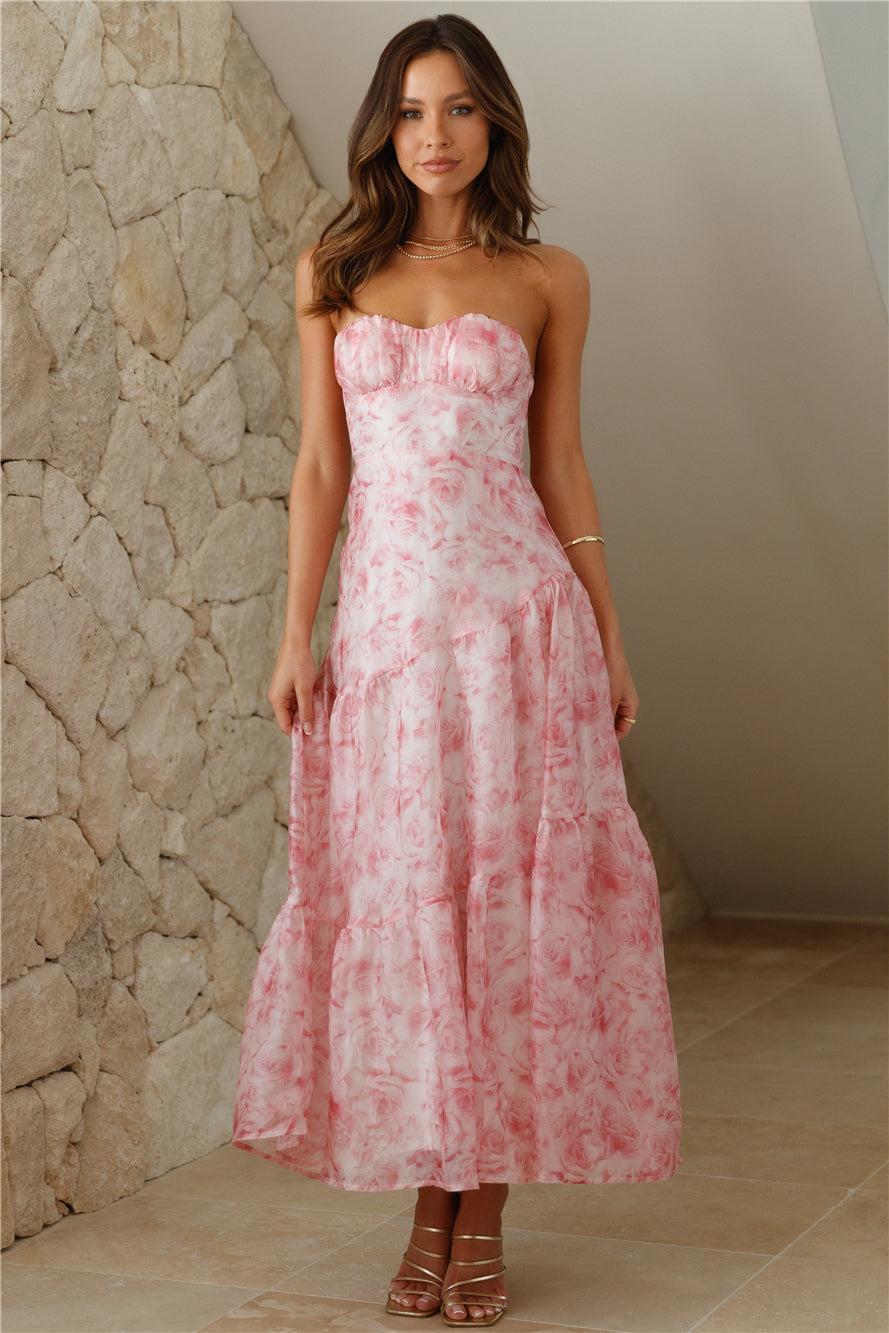 Her Best Version Strapless Maxi Dress Pink Product Image