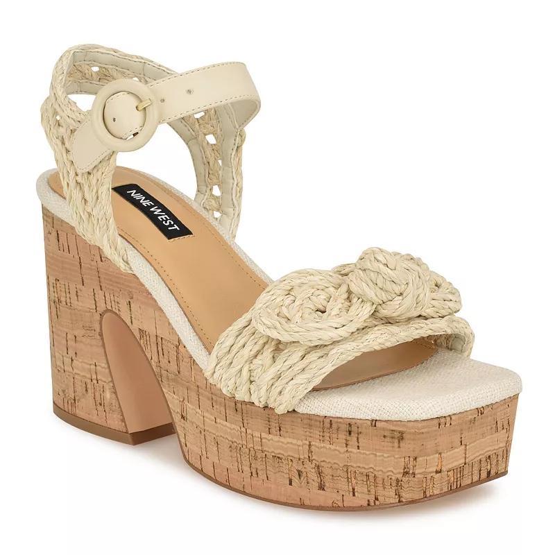 Nine West Womens Comiele Square Toe Block Heel Wedge Sandals Product Image