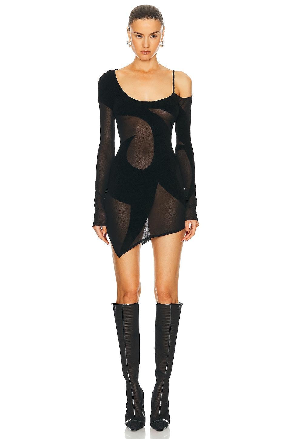 THE ATTICO Long Sleeve Mini Dress Black. (also in 44). Product Image