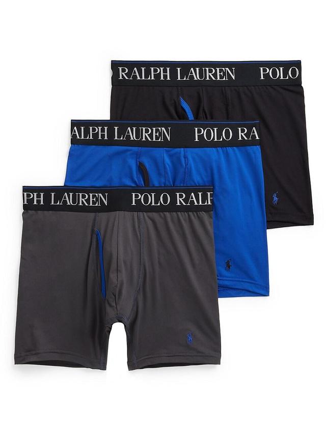 Polo Ralph Lauren Mens 3-Pack. 4-d Flex Cool Microfiber Boxer Briefs - Charcoal /Rugby Royal /Polo Black Product Image