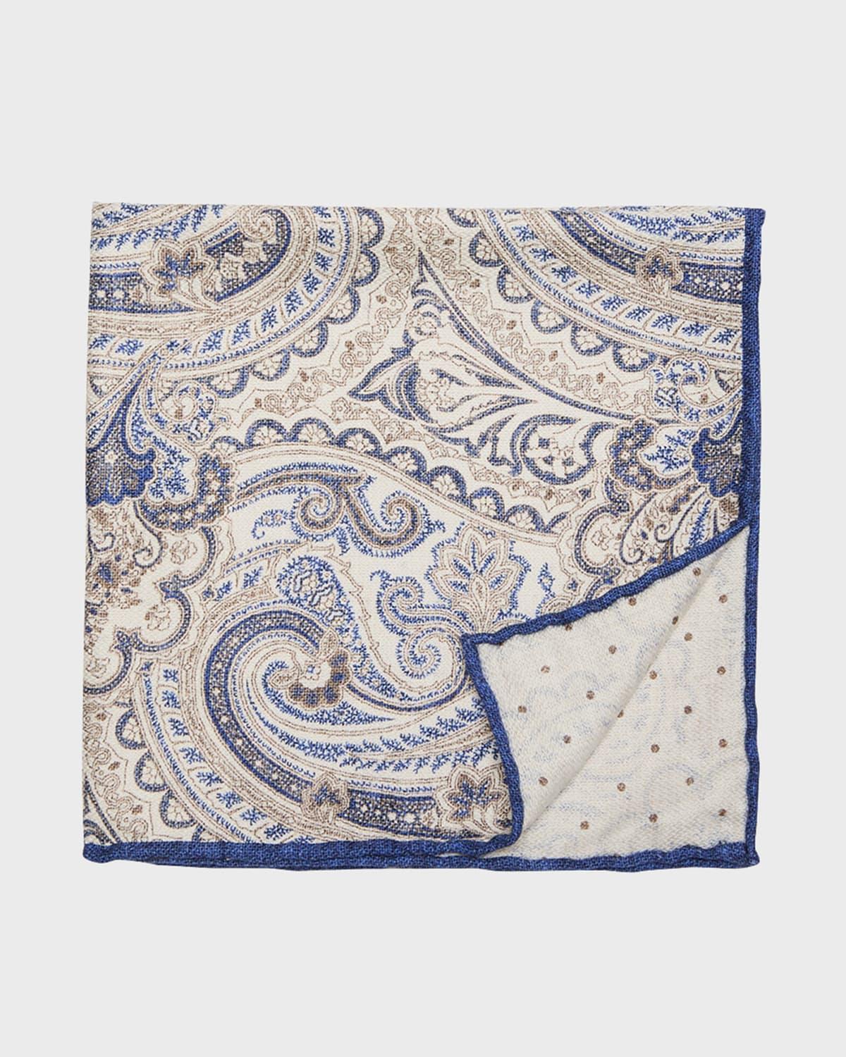 Mens Paisley-Print Silk Pocket Square Product Image