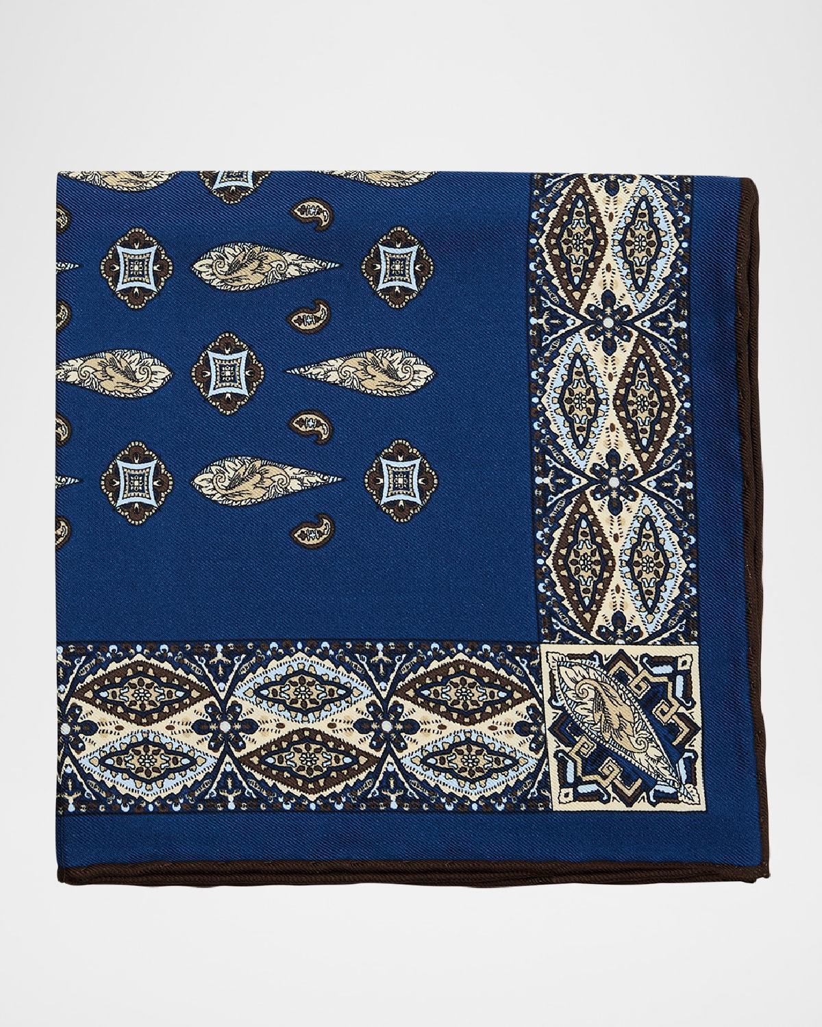 Men's Mulberry Silk Paisley Pocket Square Product Image