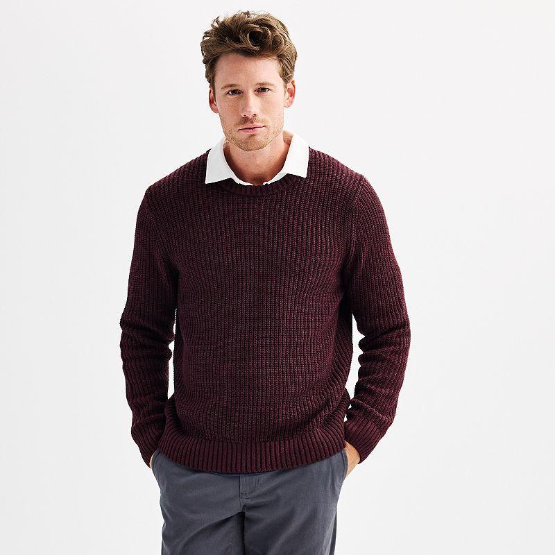 Mens Sonoma Goods For Life Crew Neck Sweater Dark Red Heather Product Image