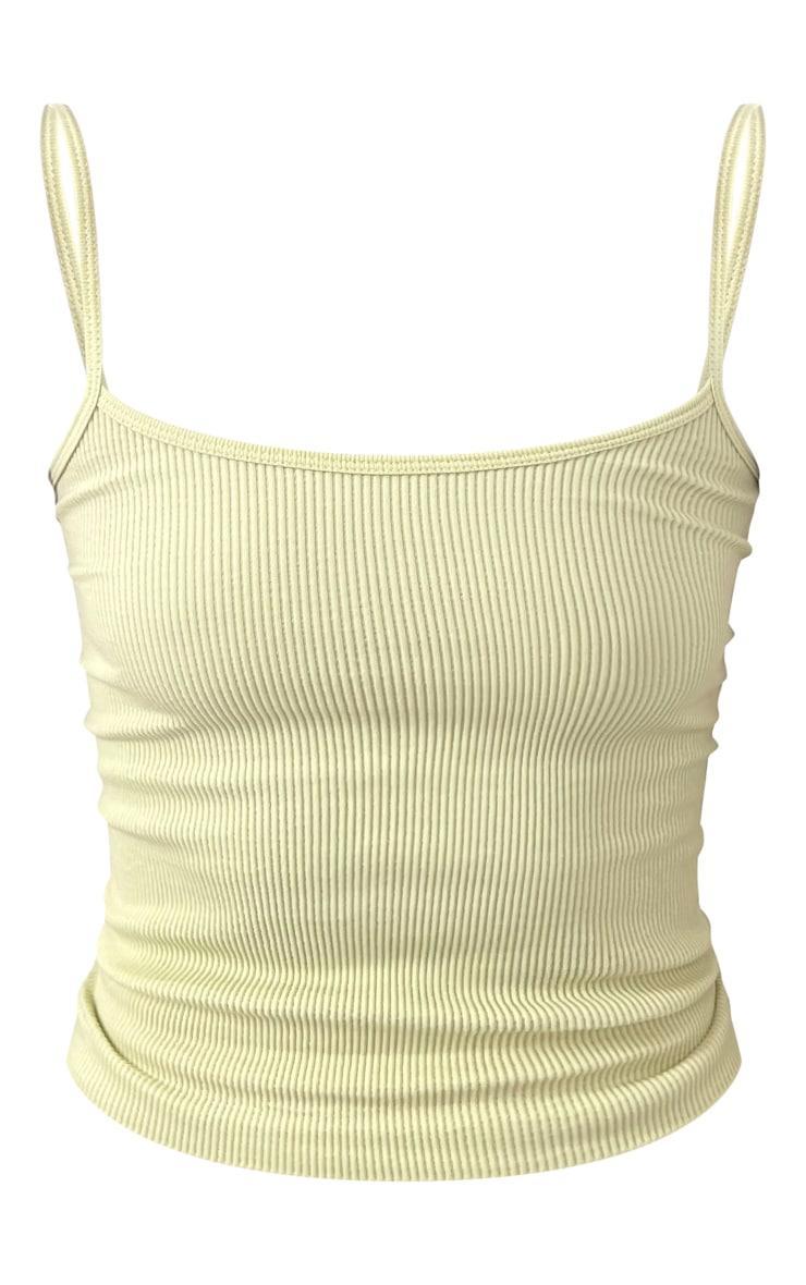 Pale Green Snatched Rib Strappy Longline Top Product Image