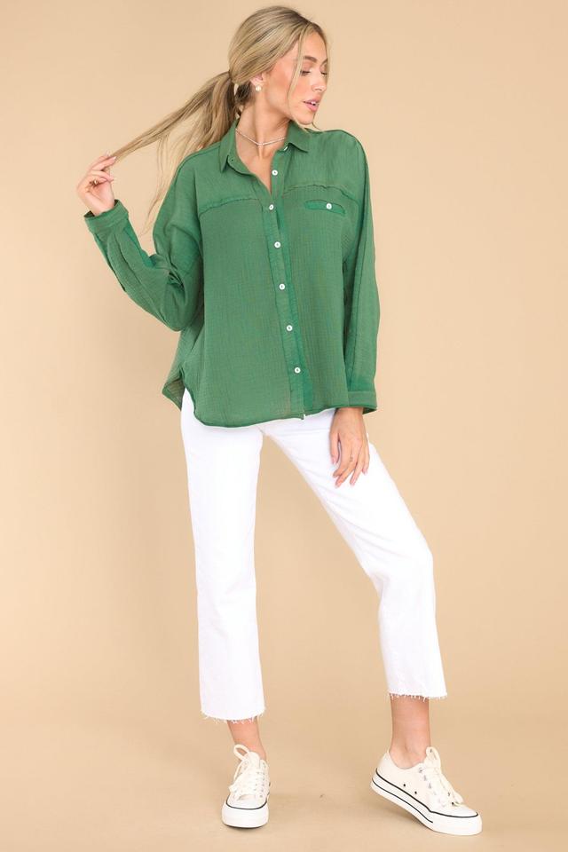 Carolina Chic Green Gauze Button Front Top Product Image