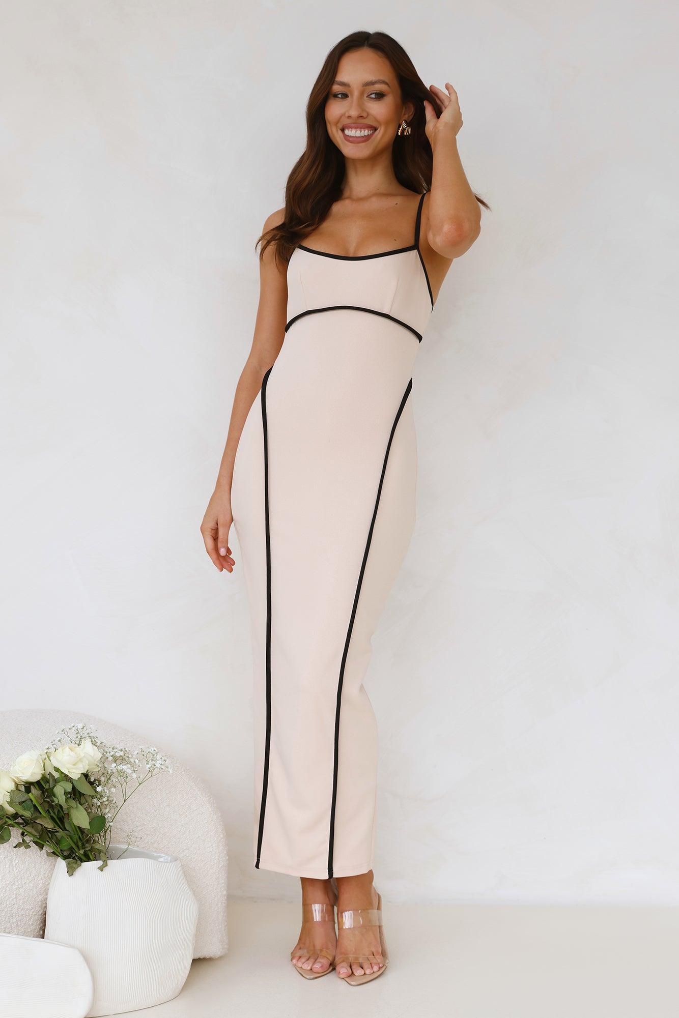 Elite Touch Maxi Dress Beige Product Image