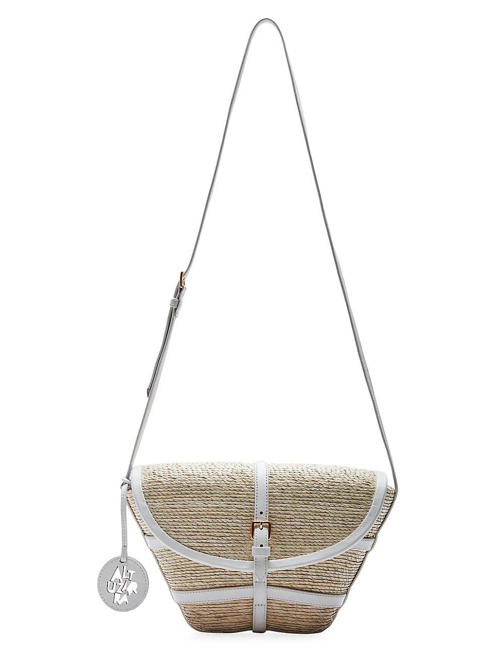 Womens Watermill Straw & Leather Crossbody Bag Product Image