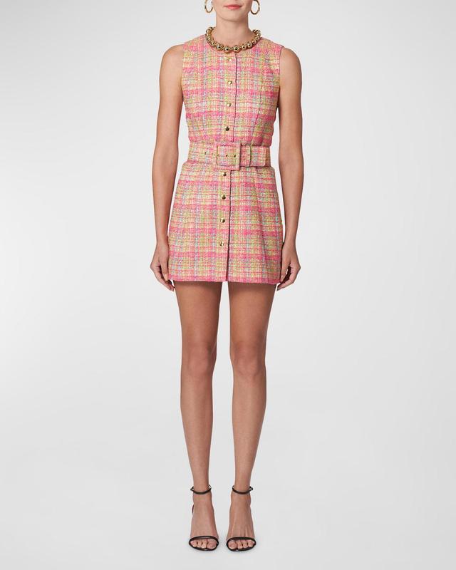 Carolina Herrera Plaid Sleeveless Tweed Minidress Product Image