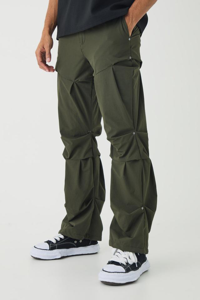 Slim Fit Flare Stacked Trousers With Ruched Detail | boohooMAN USA Product Image