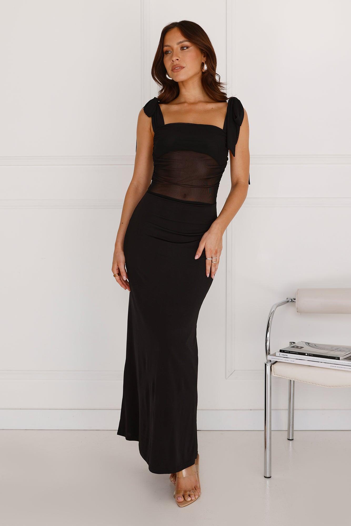 Illuminating Love Mesh Maxi Dress Black Product Image