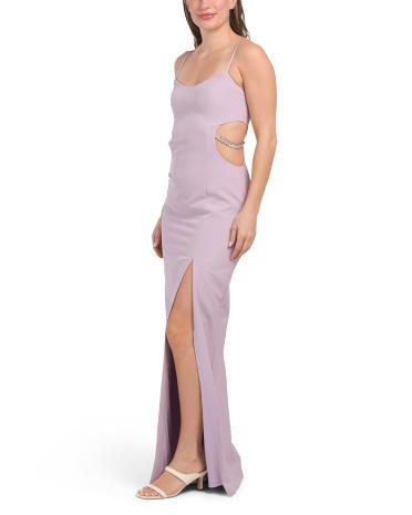 Chain Detail Cut Out Gown for Women | Polyester/Elastane Product Image