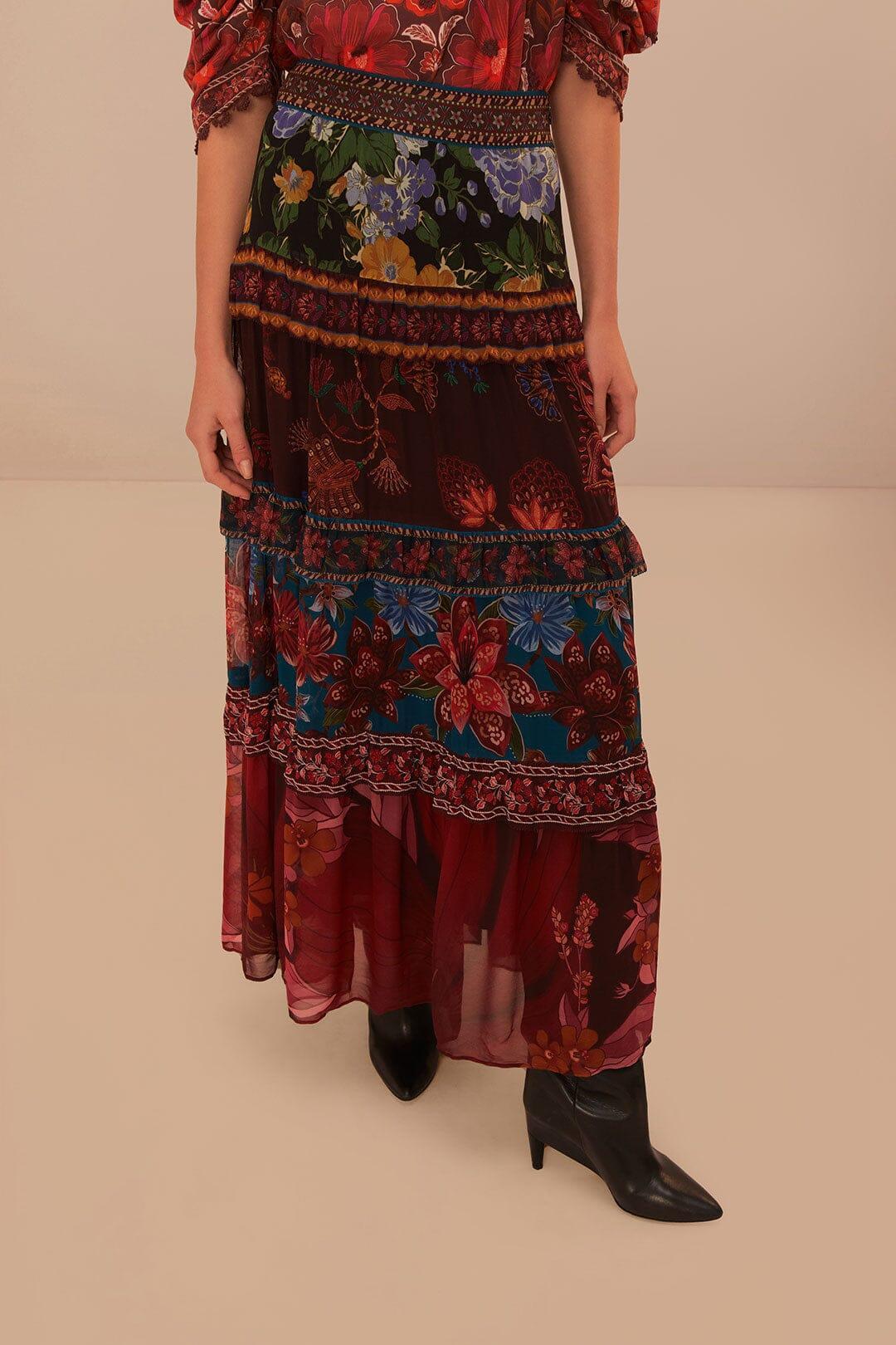 Floral Mix Ruffle Maxi Skirt Product Image