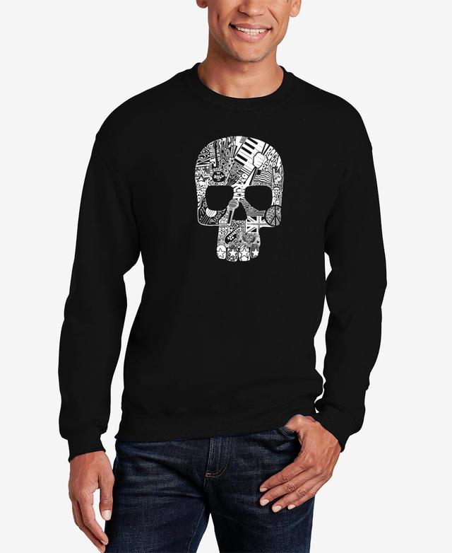 La Pop Art Mens Rock N Roll Skull Word Art Crewneck Sweatshirt Product Image