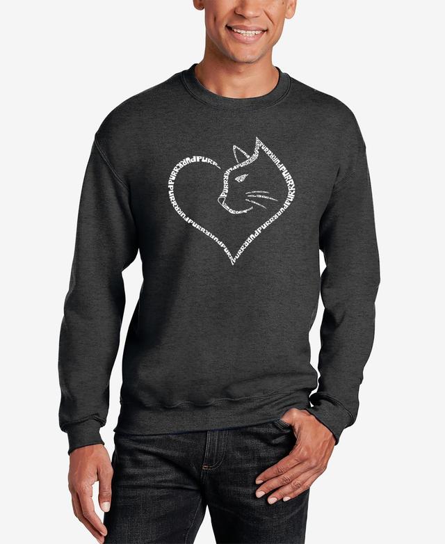 La Pop Art Mens Cat Heart Word Art Crewneck Sweatshirt Product Image