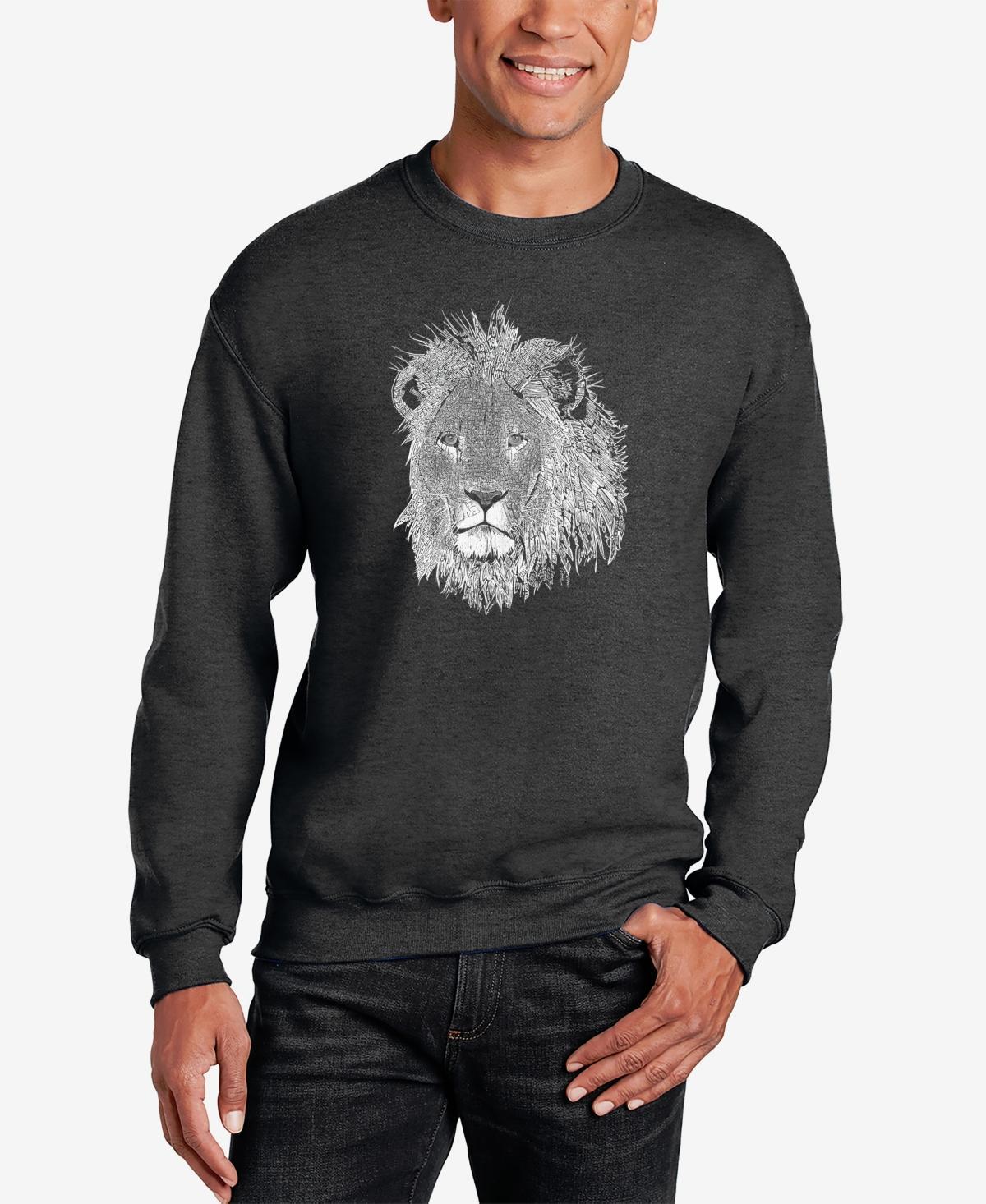 Mens Word Art Lion Crewneck Sweatshirt Product Image