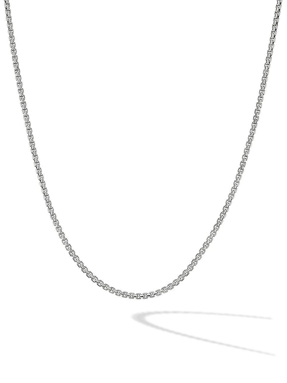 Mens Box Chain Necklace In 18K White Gold, 1.7mm Product Image