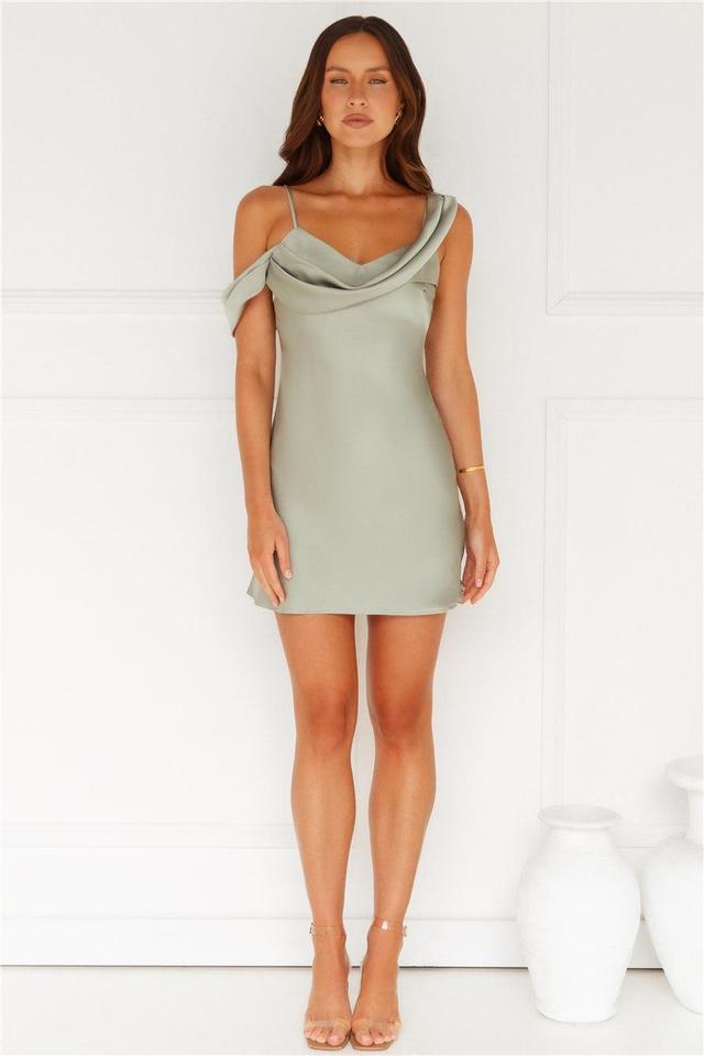 Slip Into Elegance Satin Mini Dress Sage Product Image