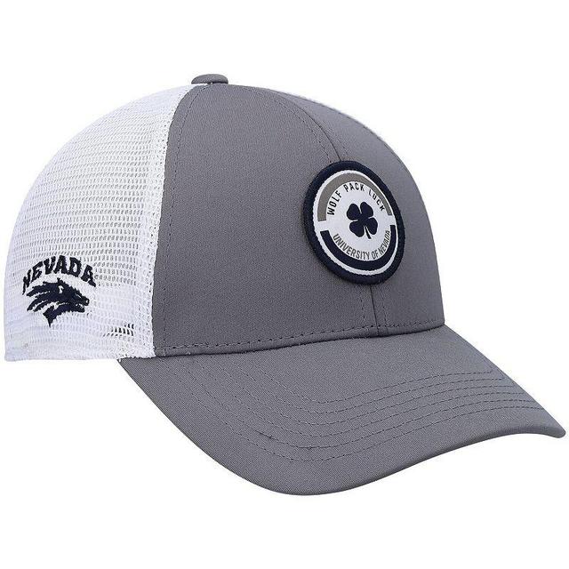 Mens Gray Nevada Wolf Pack Motto Trucker Snapback Hat Product Image