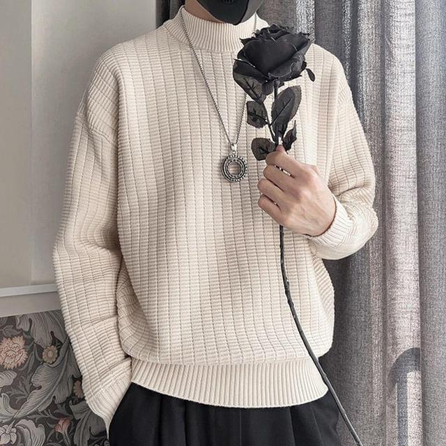 Mock Neck Plain Sweater Product Image