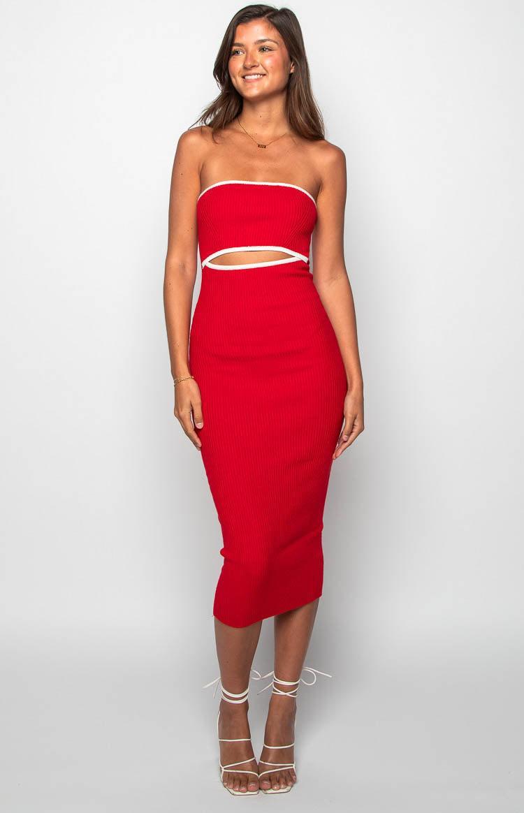 Isobel Red Midi Dress Product Image