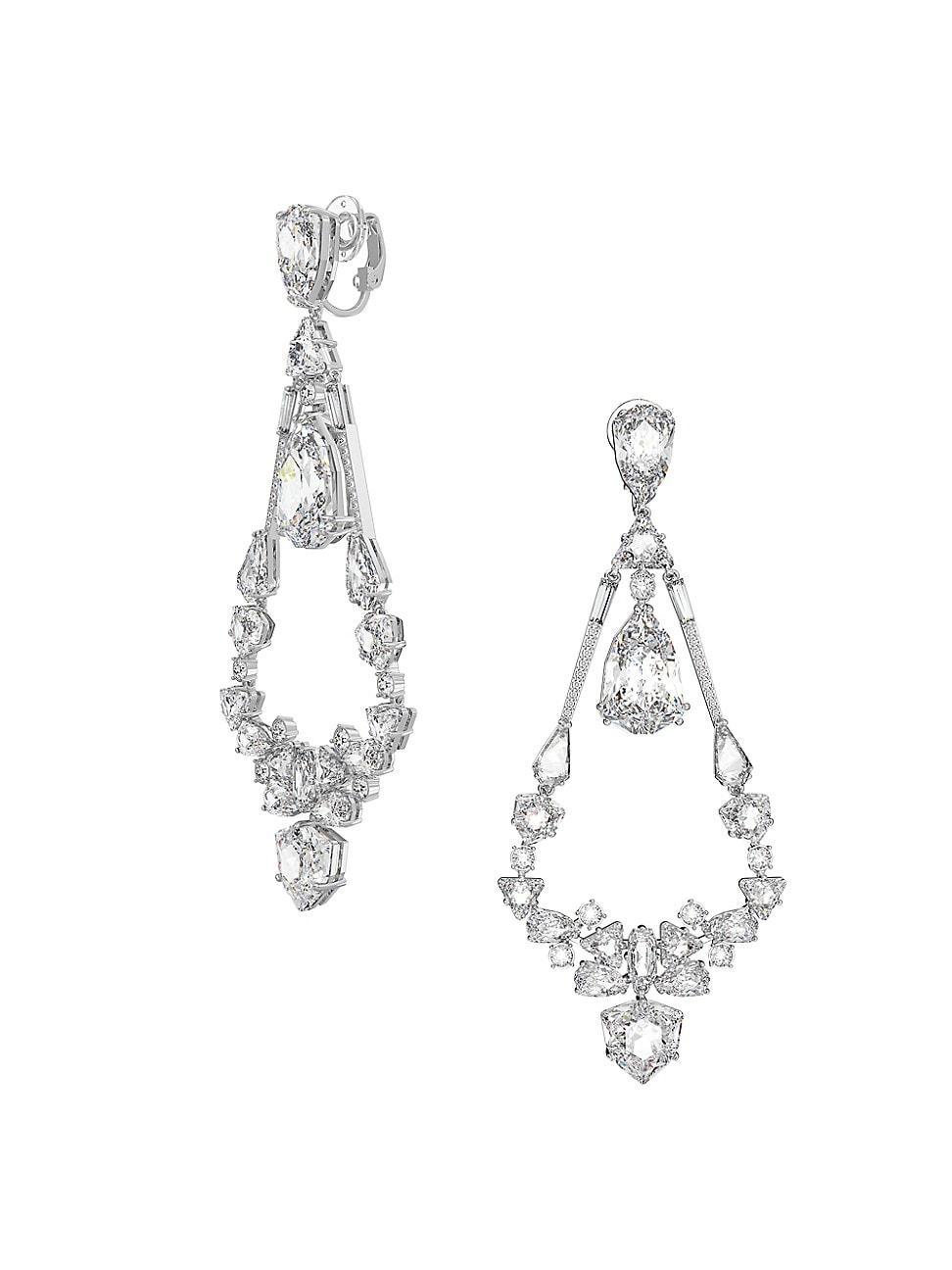 Swarovski Rhodium-Plated Mixed Crystal Clip-On Chandelier Earrings Product Image